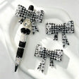 Houndstooth floral print bow silicone focal beads for DIY beadable pens