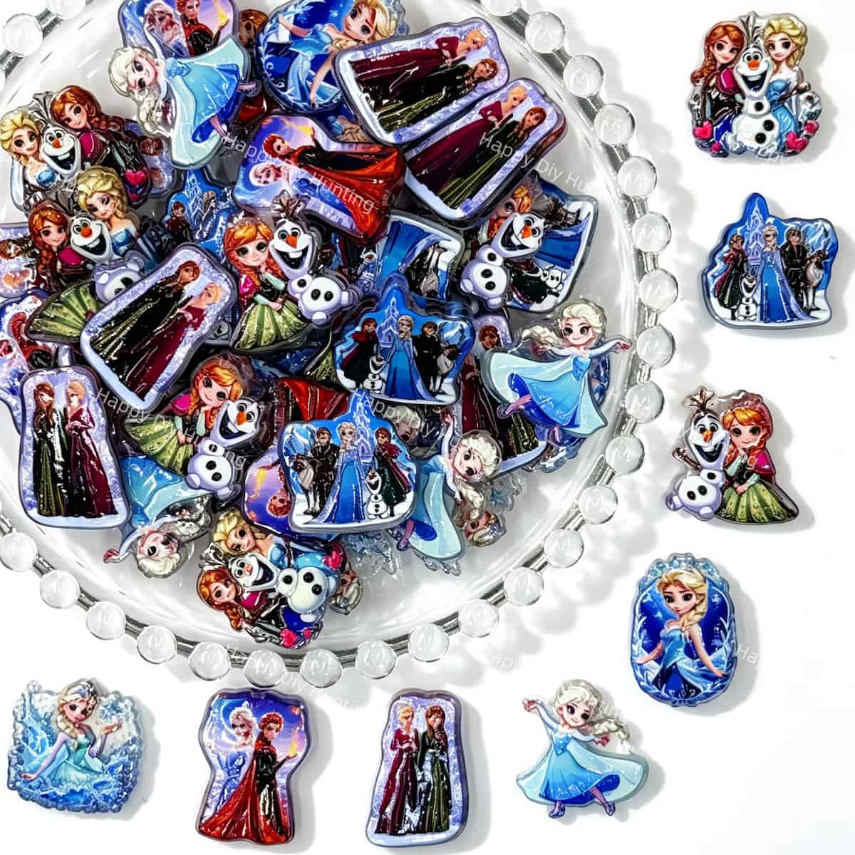 ice fairy tale princess acrylic focal beads for DIY pens and frozen-themed handmade jewelry