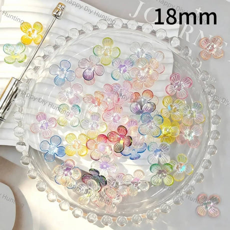 iridescent rainbow transparent five‑petal flower acrylic beads for beadable pen diy craft wholesale