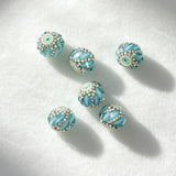 light blue 20mm swirl pave round rhinestone beads for DIY beadable pens and jewelry crafts