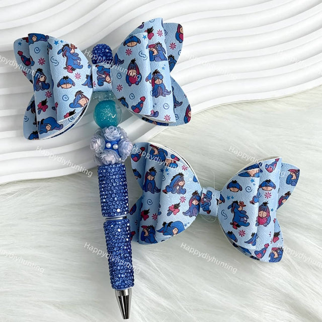 light-blue donkey bow beads for DIY beadable pens and jewelry crafts