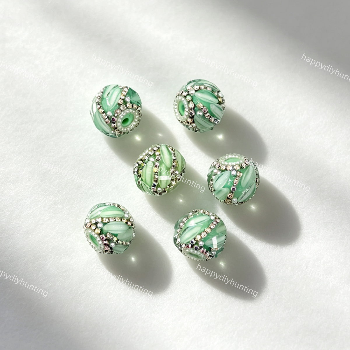 light green 20mm swirl pave round rhinestone beads for DIY beadable pens and jewelry crafts