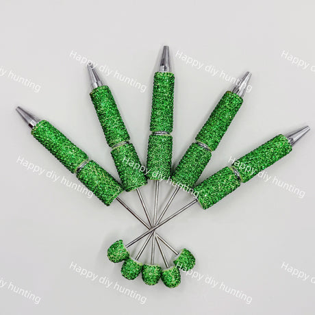 light green rhinestone beadable pen blanks diy handmade stationery craft supplies wholesale glitter
