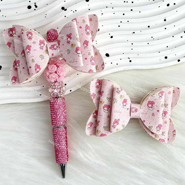 light pink cute bunny bow beads for DIY beadable pens and jewelry crafts