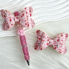 light pink cute pig bow beads for DIY beadable pens and jewelry crafts