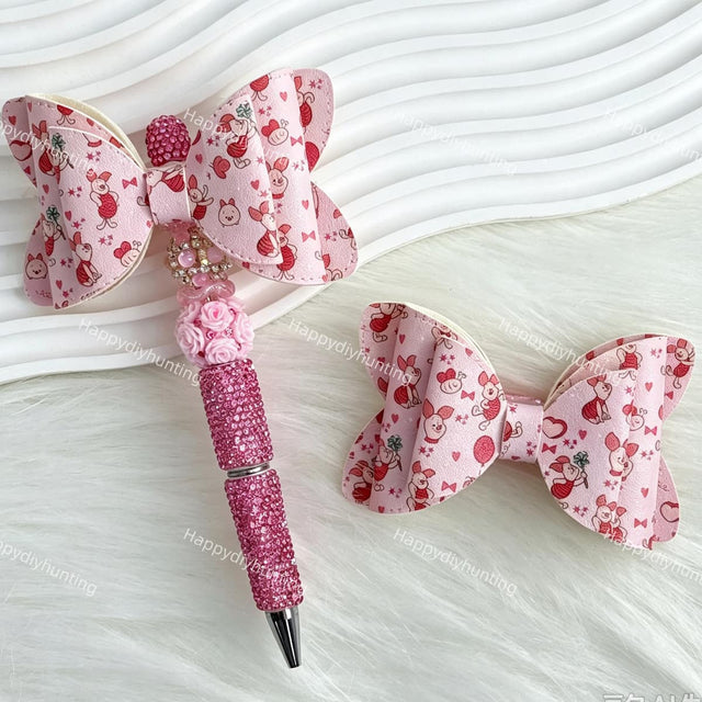 light pink cute pig bow beads for DIY beadable pens and jewelry crafts