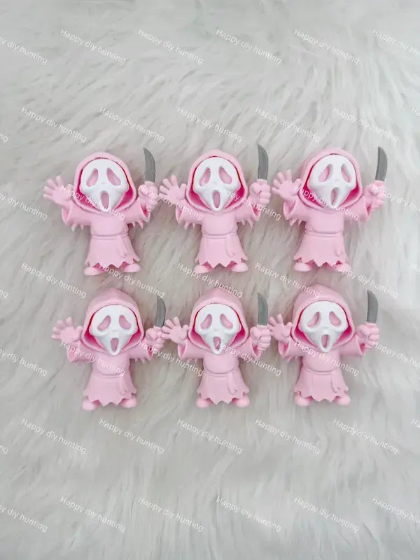 No hole light pink slasher ghost knife PVC pen toppers match acrylic rhinestone beads for DIY beadable pens, keychains and bag charms - happy diy hunting