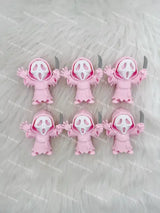 No hole light pink slasher ghost knife PVC pen toppers match acrylic rhinestone beads for DIY beadable pens, keychains and bag charms - happy diy hunting