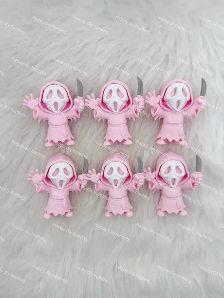 No hole light pink slasher ghost knife PVC pen toppers match acrylic rhinestone beads for DIY beadable pens, keychains and bag charms - happy diy hunting