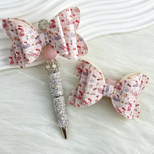 light pink sweet cat bow beads for DIY beadable pens and jewelry crafts