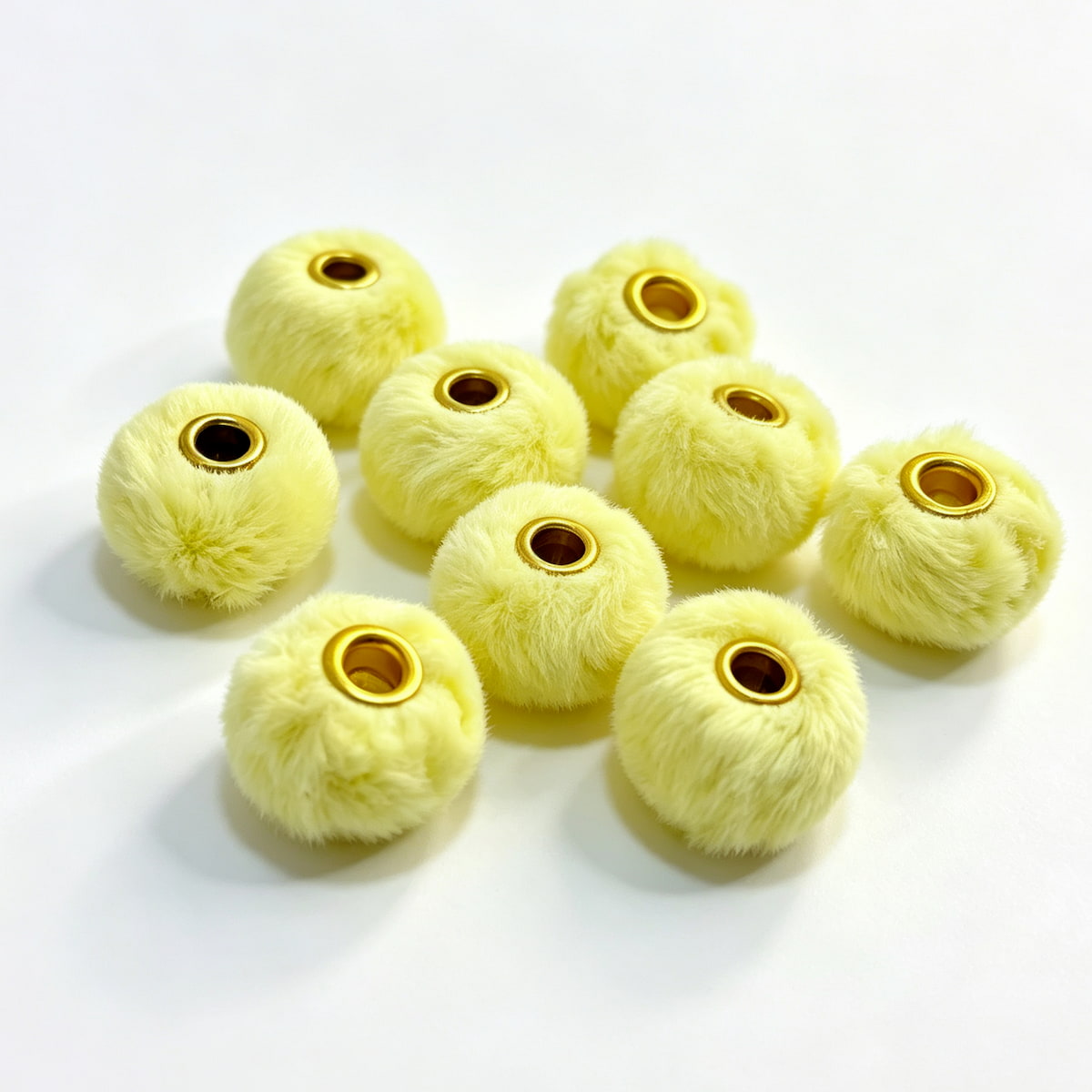 light yellow fuzzy spacer beads diy handmade stationery beadable pen craft supplies wholesale glitter