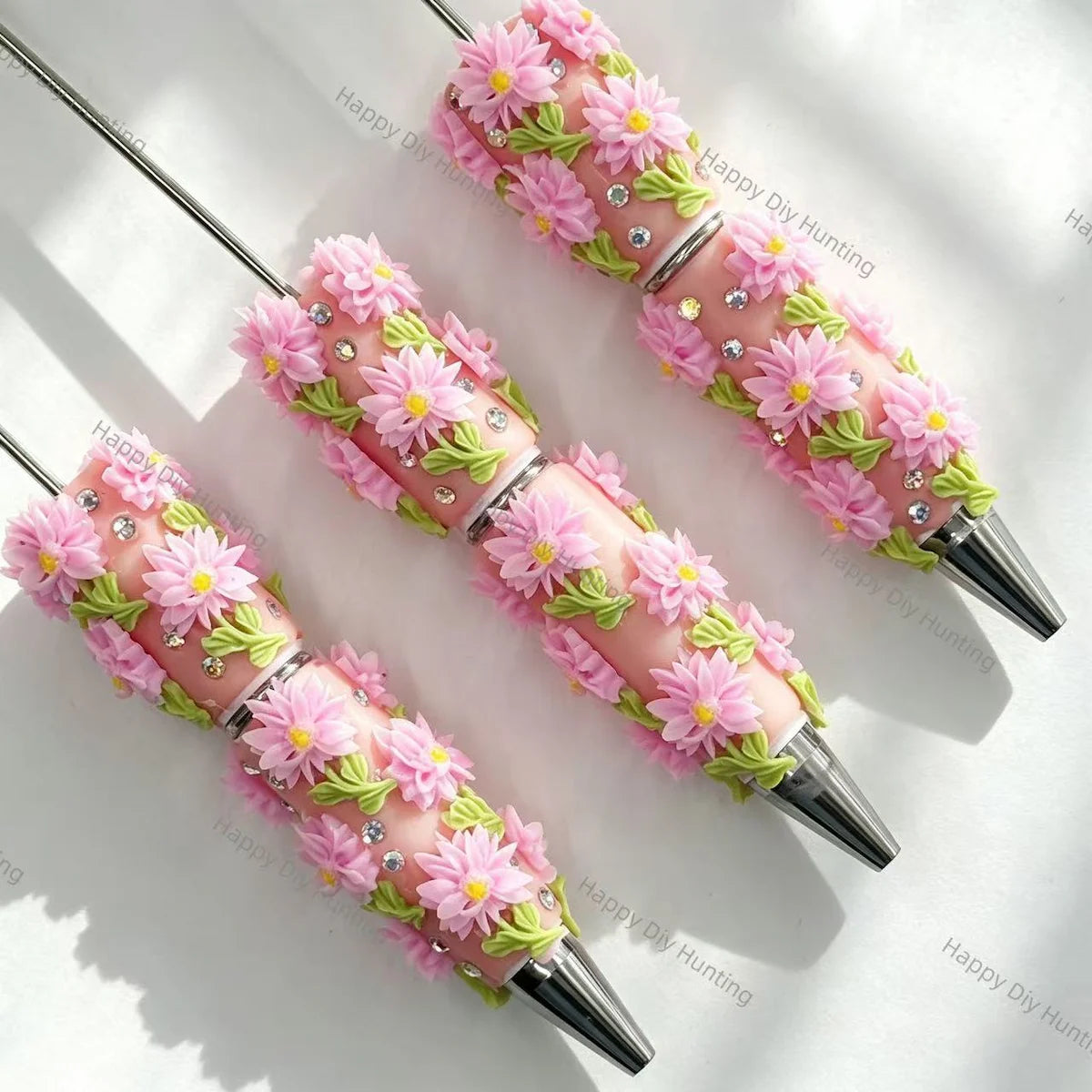 multi‑color 3d daisy flower handmade wholesale beadable pens compatible with all focal beads and pen toppers for diy writing craft