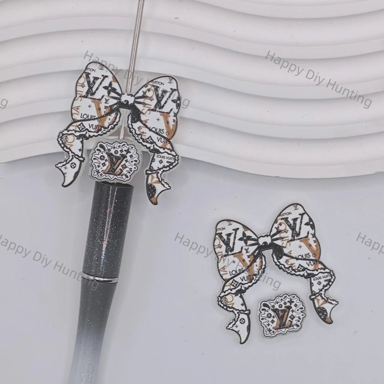 lv Bow Printed Acrylic Beads for DIY Beadable Pens & Jewelry