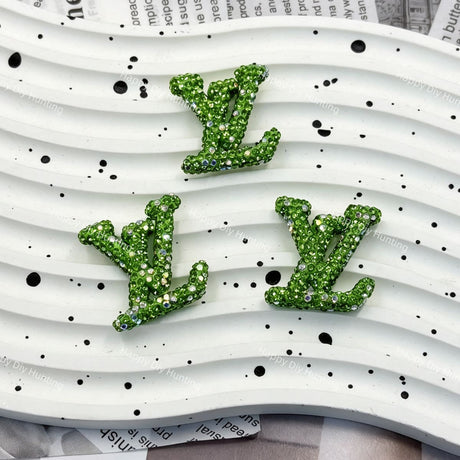 Lime bright green AB glitter LV decorative charm for cream glue and jewelry DIY.