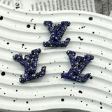 Deep navy blue AB aurora sparkly LV shape charm for resin, phone case and stationery DIY.