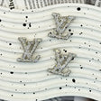 Silver tone AB iridescent rhinestone LV charm for handmade jewelry and cream glue projects.