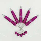 magenta rhinestone beadable pen blanks diy handmade stationery craft supplies wholesale glitter design