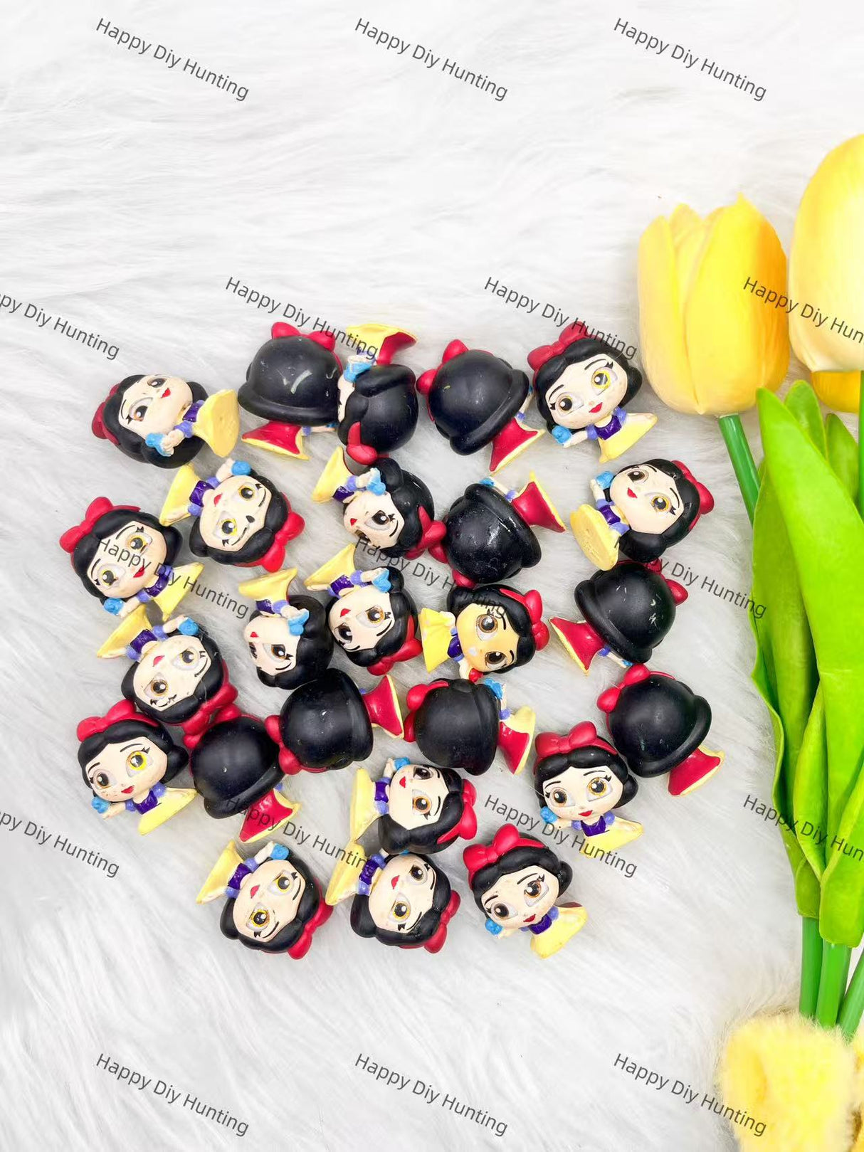 Cute mini blue dress girl PVC pen toppers match acrylic rhinestone beads for DIY beadable pens - happy diy hunting