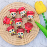 Pre holed mini cowgirl PVC pen toppers match acrylic rhinestone beads for DIY beadable pens, keychains and bag charms - happy diy hunting