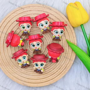 Pre holed mini cowgirl PVC pen toppers match acrylic rhinestone beads for DIY beadable pens, keychains and bag charms - happy diy hunting