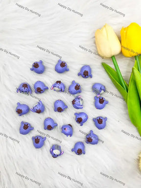Cute mini grey donkey PVC pen toppers no hole match acrylic rhinestone beads for DIY beadable pens - happy diy hunting