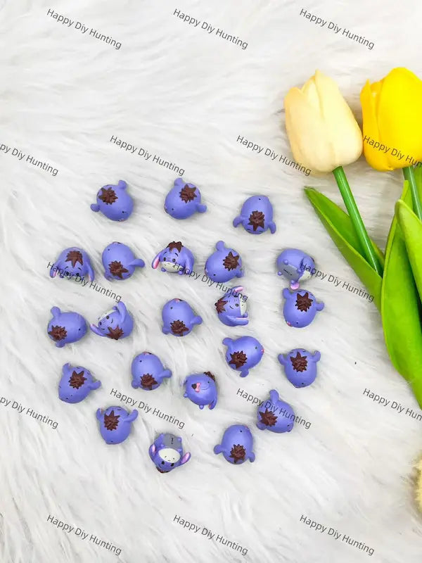 Cute mini grey donkey PVC pen toppers no hole match acrylic rhinestone beads for DIY beadable pens - happy diy hunting