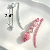 Random mixed color curved plastic beaded bookmark blank with 2.4 inch metal rod for DIY bookmark craft supplies