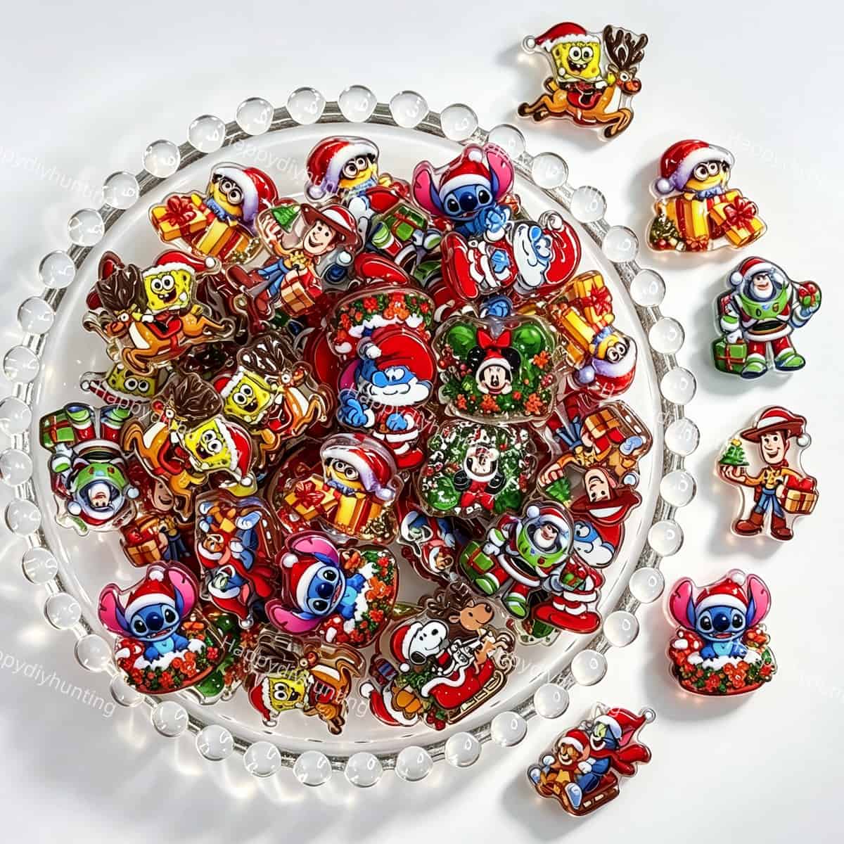 mixed cute Christmas cartoon characters acrylic focal beads for DIY beadable pens and jewelry crafts