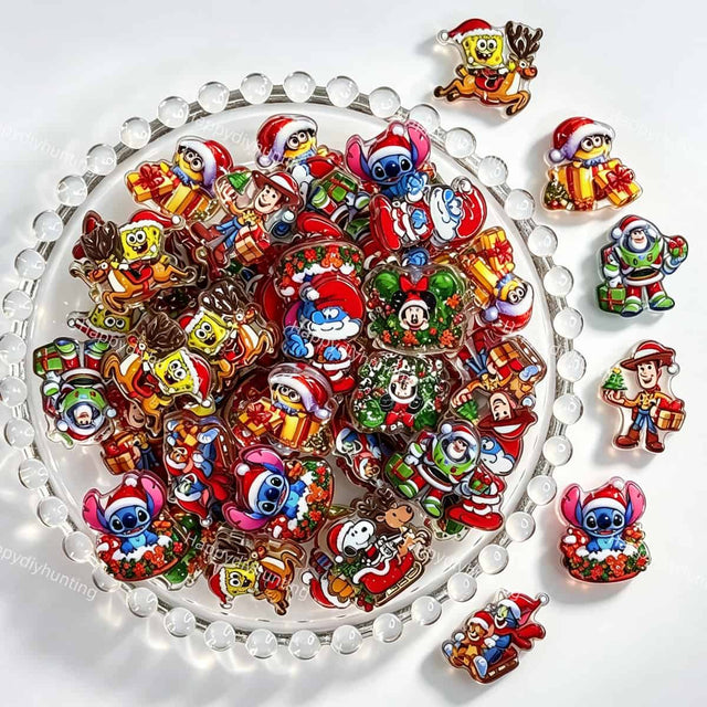 mixed cute Christmas cartoon characters acrylic focal beads for DIY beadable pens and jewelry crafts