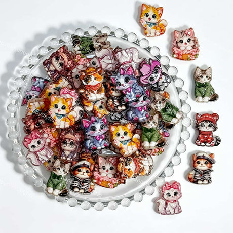 mixed cute kitten cat acrylic focal beads for DIY beadable pens and jewelry crafts