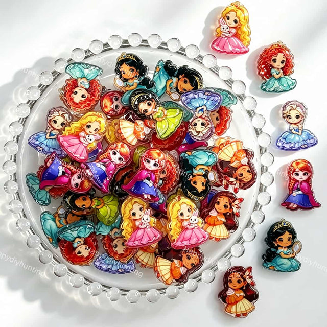 mixed fairytale cartoon princess acrylic focal beads for DIY beadable pens and jewelry crafts