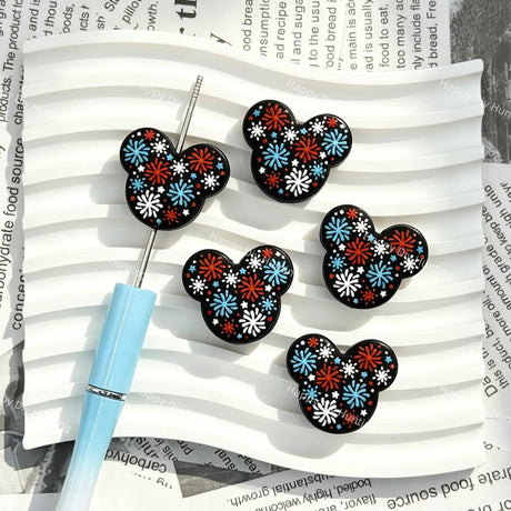 close-up mouse shaped firework silicone focal bead showing festive novelty design