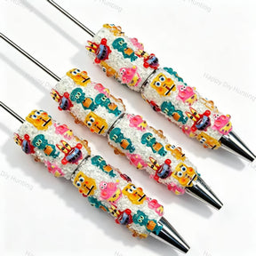 multicolor mini cartoon figurine bling beadable pens cartoon theme for diy stationery and handmade gifts