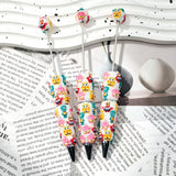 multicolor mini cartoon figurine bling beadable pens, cartoon themed pen bases for diy stationery craft and handmade gift making