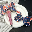 Navy‑red sports‑team print bow beads, decorative PU bow charms for beadable pens and handmade DIY craft projects