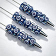 Navy T‑letter football emblem sports beadable pens, circular beads printed with T‑letter patterns and iridescent rhinestones for diy handmade stationery