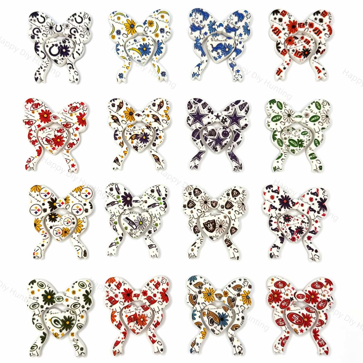 sports themed floral bow silicone focal beads wholesale supplies for handmade beadable pens