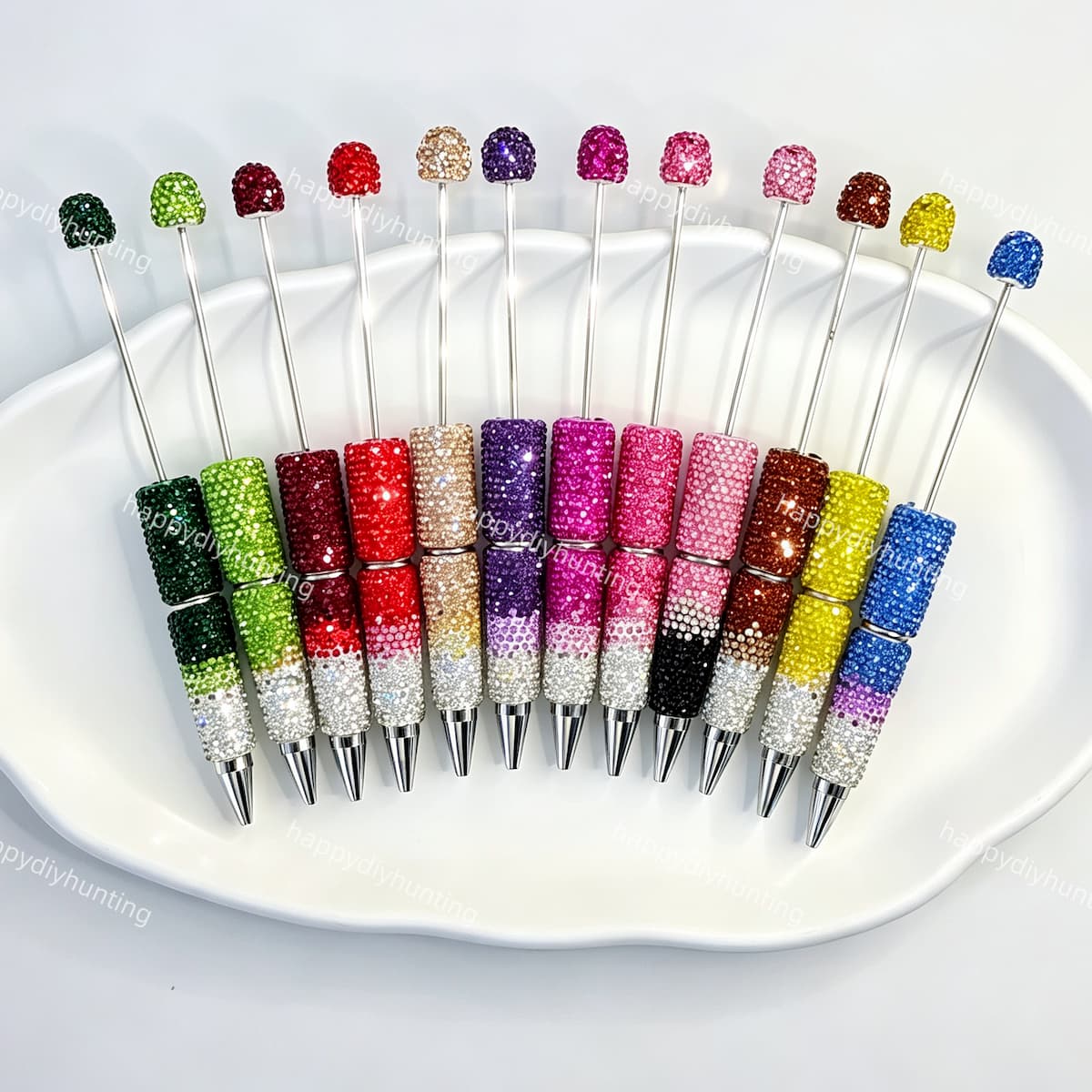 ombre rhinestone beadable pens wholesale for DIY custom crafts and personalized pens