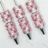 Ombre gradient pink heart bow focal beads assembled beadable pens, handmade DIY craft pen blanks
