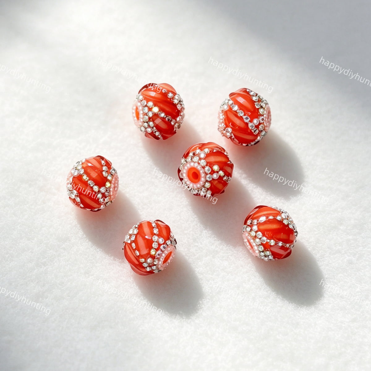 orange 20mm swirl pave round rhinestone beads for DIY beadable pens and jewelry crafts