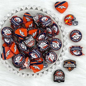 orange Broncos football theme acrylic focal beads for DIY beadable pens and jewelry crafts