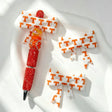 Orange letter T print bow silicone focal beads for DIY beadable pens