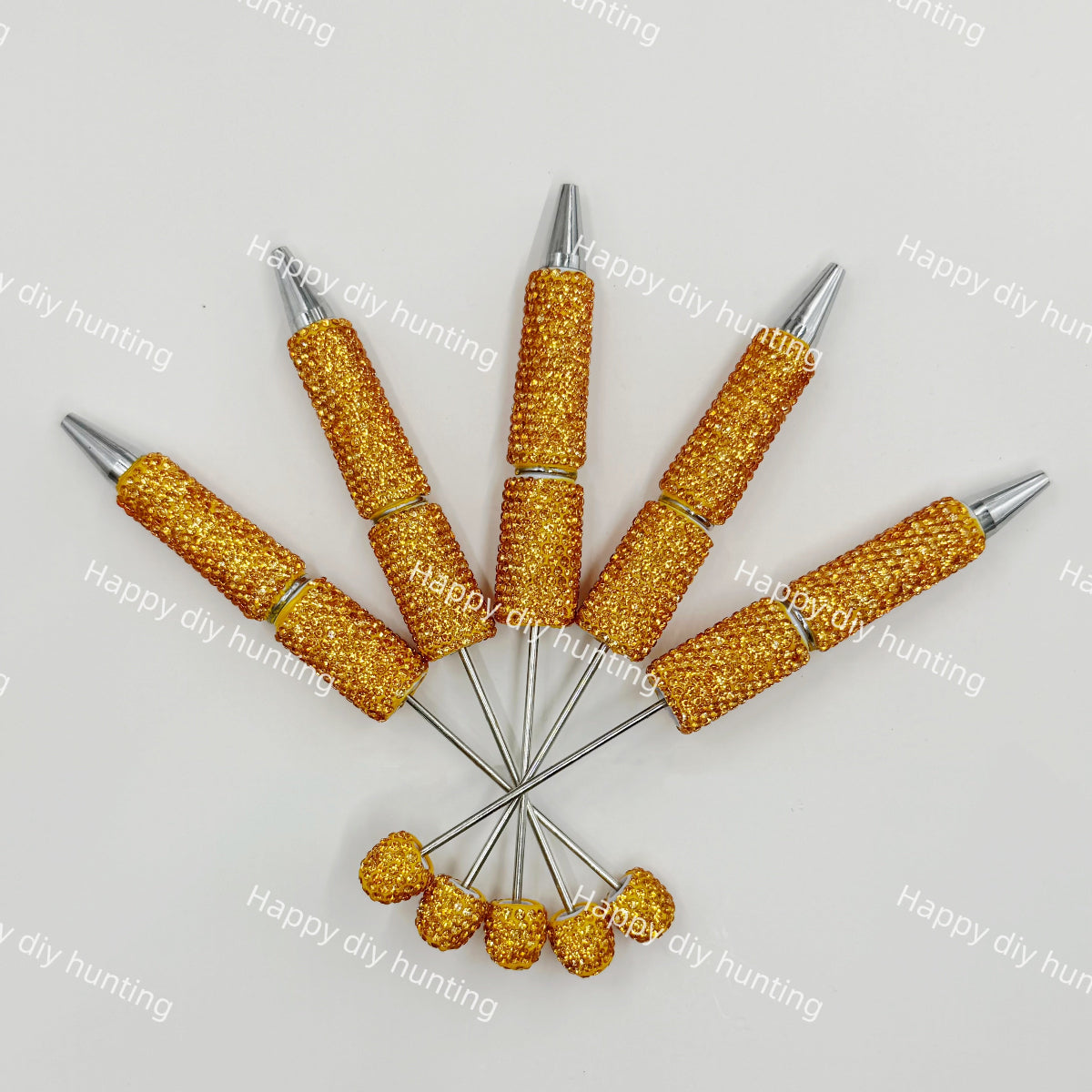 orange rhinestone beadable pen blanks diy handmade stationery craft supplies wholesale glitter design