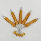 orange rhinestone beadable pen blanks diy handmade stationery craft supplies wholesale glitter design
