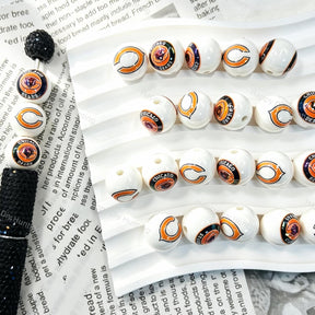 Orange Circular Animal Inspired Graphic Round Acrylic Focal Beads for beadable pen DIY projects