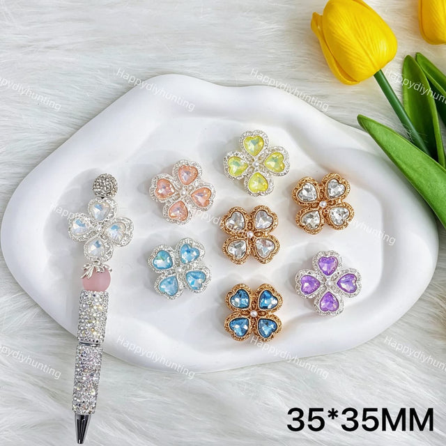 ornate filigree four leaf clover fancy beads for DIY beadable pens and jewelry crafts