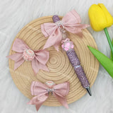 Bow shape fancy beads with Silky Ribbon for Pens