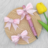 Bow shape fancy beads with Silky Ribbon for Pens