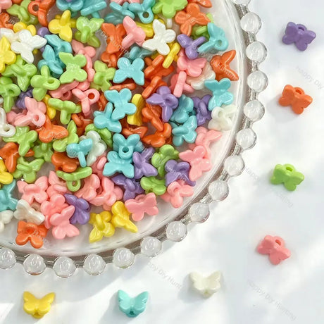 pastel multi-color butterfly shaped acrylic beads for diy keychain craft supplies
