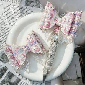 pastel sweet cartoon pet glitter fabric bow beads decorative accessories for diy beadable pens handmade stationery